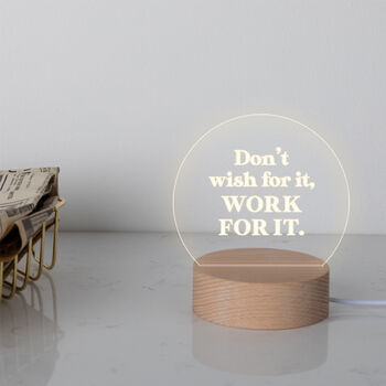 Engraved 'Don't Wish For It Work For It' Mini Desk Lamp, 5 of 7