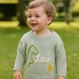 Personalised Name Dinosaur Roarsome Knit Jumper Hand Felted, thumbnail 1 of 9