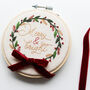 “Merry And Bright” Wreath With Velvet Bow Beginner Embroidery Kit, Hand Embroidery, thumbnail 5 of 6