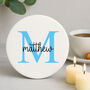 Personalised Blue Porcelain Initial Coaster Gift, thumbnail 1 of 2