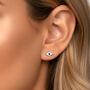 Gold Or Silver Women's Dainty Evil Eye Screw Back Stud Earrings, thumbnail 6 of 6