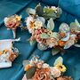 Sunflower Orange Flower Bridal Hair Crown, thumbnail 7 of 10