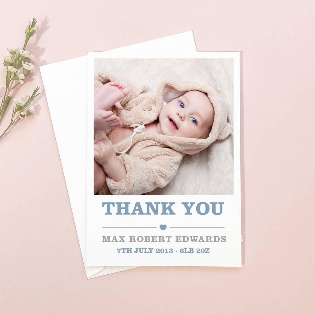 New Baby Heart Motif Thank You Cards, 1 of 3