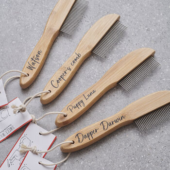 Bamboo Dog Grooming Brushes Personalisation Available, 3 of 12