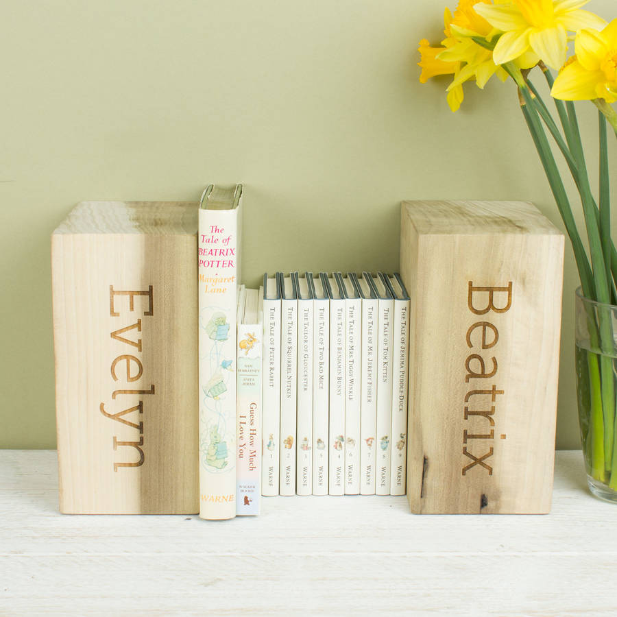 Personalised Solid Wood Bookends By Create Gift Love