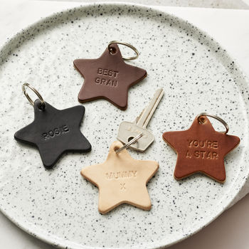 Personalised Leather Star Keyring, 2 of 4