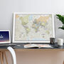 Framed Push Pin Classic World Map – Travel Tracker Canvas Pinboard, thumbnail 9 of 12