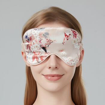Mulberry Silk Sleep Mask Gift Box Eye Mask 100% Pure Soft Silk Pink Blossom Floral Fully Adjustable Luxury Travel Gift Blackout Hypoallergenic, 2 of 6