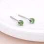 Sterling Silver Peridot Micro Stud Earrings – 3mm, thumbnail 1 of 3