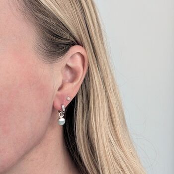 The Orb Aquamarine March Birthstone Earrings, Silver, 2 of 5