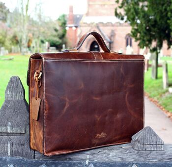 Handcrafted Men's Leather Laptop Bag Personalised Gift, 8 of 12