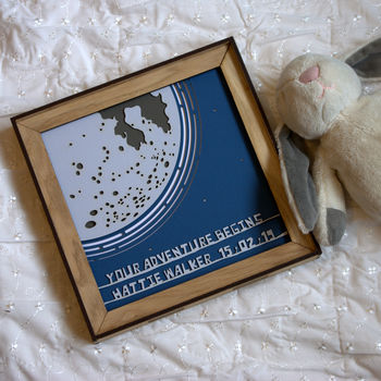 Personalised Papercut Moon Picture In Oak Frame, 6 of 6