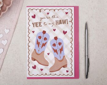 Cute Valentine Card With Cowboy Boots Pun For Boyfriend Or Husband, 3 of 4