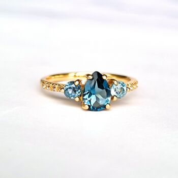 London Blue And Swiss Blue Topaz Ring Sterling Silver, 3 of 9