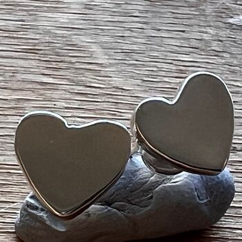 Heart Studs For Her In Sterling Silver, 2 of 6