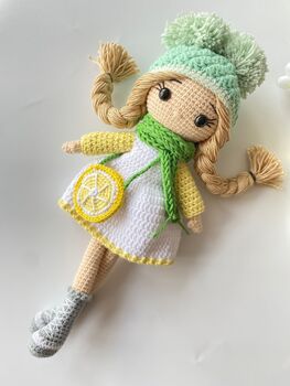Handmade Crochet Dolls With Lemon Shaped Bag, 4 of 12