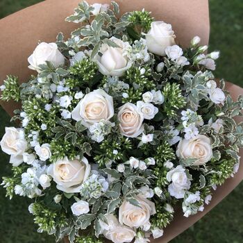 White And Green Tones Seasonal Fresh Flower Bouquet, 2 of 3