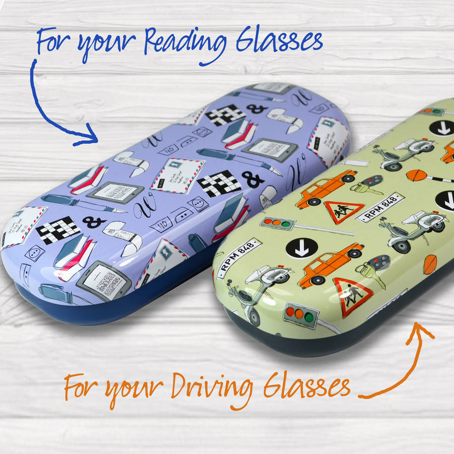 set of two cases for reading and driving glasses by which glasses are