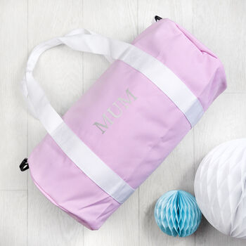 Monogrammed Barrel Gym Bag In Pink, 7 of 8