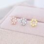 Sterling Silver Tiny Cz Circle Wreath Stud Earrings, thumbnail 3 of 12
