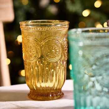 Set Of Four Vintage Colour Embossed Highball Tumblers, 2 of 7