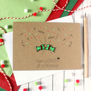 Merry Christmas Card With Christmas Cracker, 2 of 3