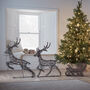 Rattan Light Up Reindeer And Sleigh Outdoor Decoration, thumbnail 4 of 4