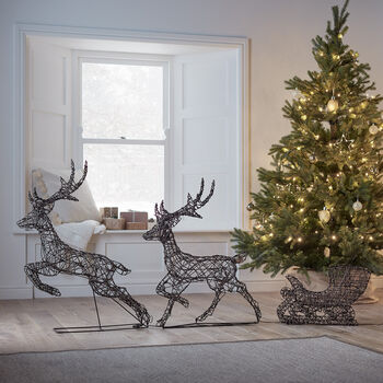 Rattan Light Up Reindeer And Sleigh Outdoor Decoration, 4 of 4