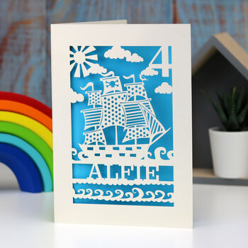 Personalised Papercut Pirate Birthday Card, 2 of 6