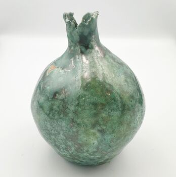 Handmade Ceramic Pomegranate Metallic Green, 2 of 8