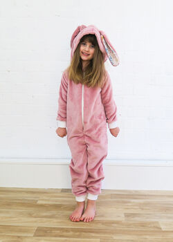 Girls Pink Bunny Rabbit Onesie Children's, 4 of 5
