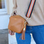 Personalised Tan Leather Handbag With Canvas Strap, thumbnail 2 of 6