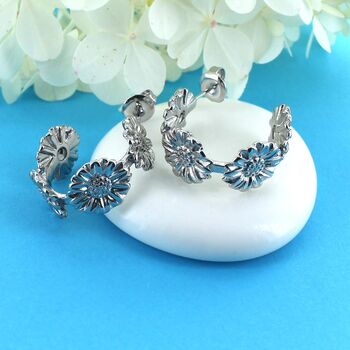 Sunflower Statement Hoop Earrings, 3 of 4