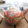Two Cup Teapot In Red Strawberry Thief Design, thumbnail 7 of 12