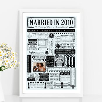 2010 Personalised 15th Crystal Anniversary Poster With Photo, 2 of 8