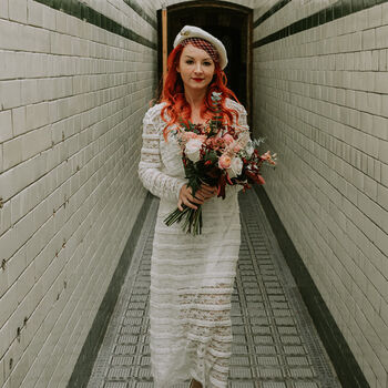Ivory Bridal Beret With Birdcage Veil, 8 of 8