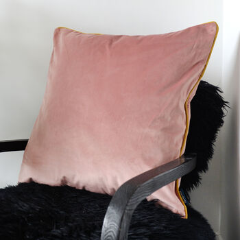 Blush Velvet Cushion With Gold Piping, 2 of 2