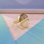 Gold Plated Silver Half Moon Labradorite And Moonstone Ring, thumbnail 1 of 5