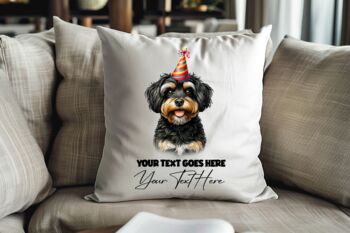 Personalised Jackapoo Birthday Congratulations Party Cushion, 2 of 2