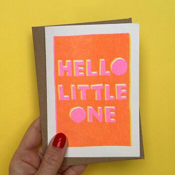 Hello Little One New Baby Risograph Card, 2 of 3