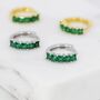 Minimalist Emerald Green Cz Huggie Hoop Earrings, thumbnail 1 of 11