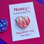 Mummy/Mum Heart Pop Fidget Toy Mother's Day Card, thumbnail 1 of 3