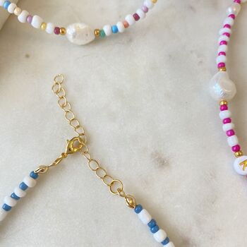 Personalised Beaded Necklace With Pearls, 6 of 7
