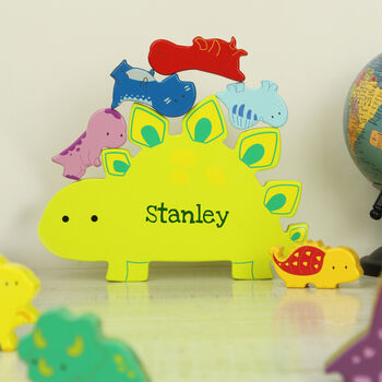 Personalised Wooden Dinosaur Stacker Toy, 4 of 5