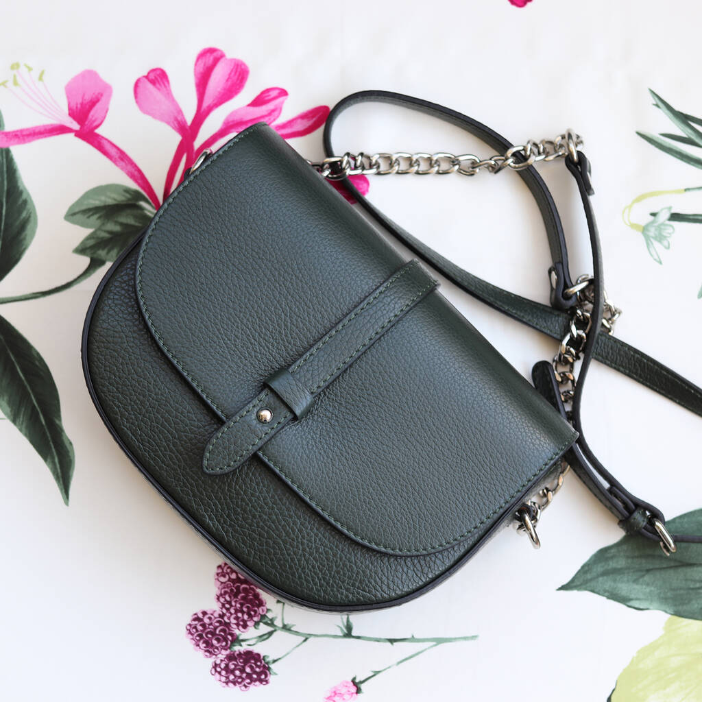 Green Leather Small Cross Body Saddle Bag By The Leather Store