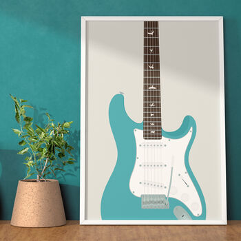 Silver Sky Guitar Print | Guitarist Music Poster, 6 of 11