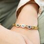 18ct Rose Gold Plated Evil Eye Brass Gold Zircon Bangle Bracelet, thumbnail 5 of 7