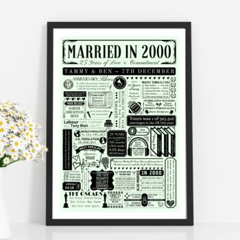 2000 Personalised 25th Silver Wedding Anniversary Poster, 3 of 8