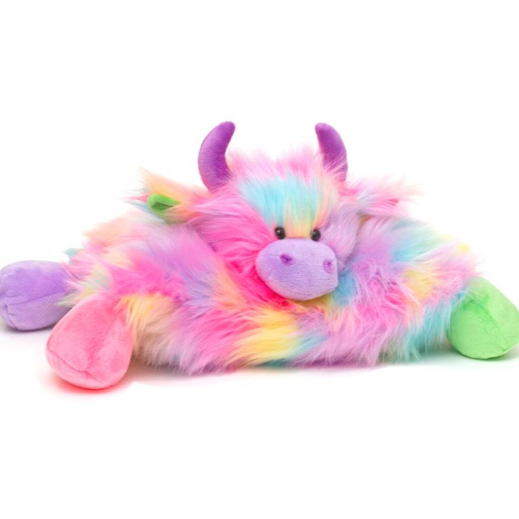 Children’s Rainbow Highland Cow Cuddle Cushion, 1 of 8
