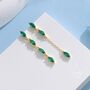 Asymmetric Emerald Green Cz Dangle Drop Stud Earrings, thumbnail 1 of 12